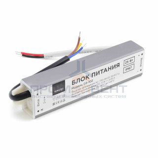 03-102 Блок питания 12В, (СТ), 25Вт, импульсный, IP67, 170-264В, 2,08А, алюм., сереб., 140*30*20мм.