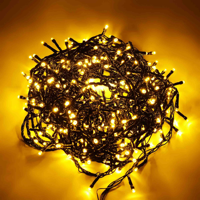 15-34 Уличная электрическая гирлянда светодиодная,18м, 8 режимов, 360 диодов,черный шнур, теплый белый